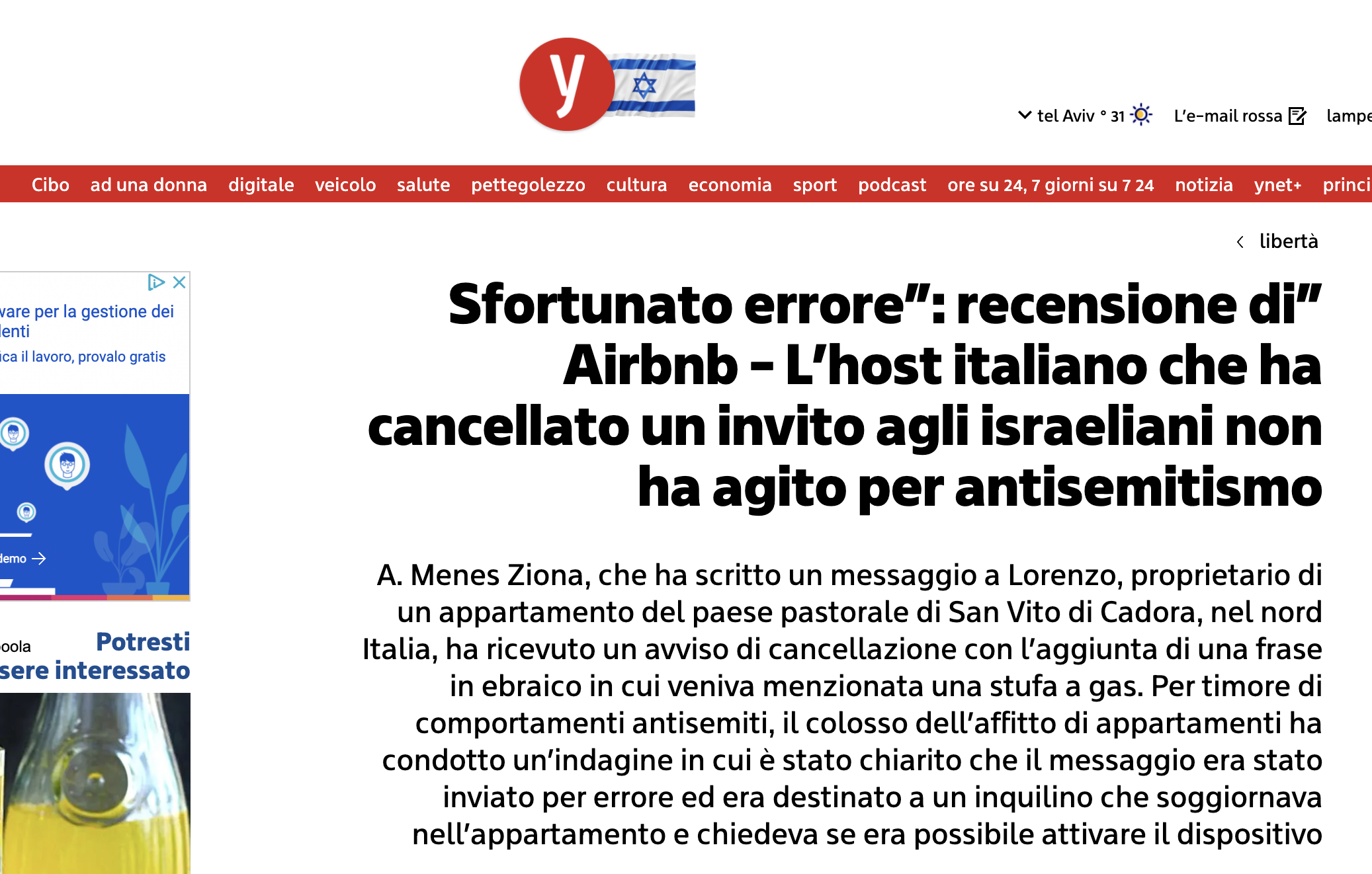 “Sfortunato errore”: L’host italiano non ha agito per antisemitismo